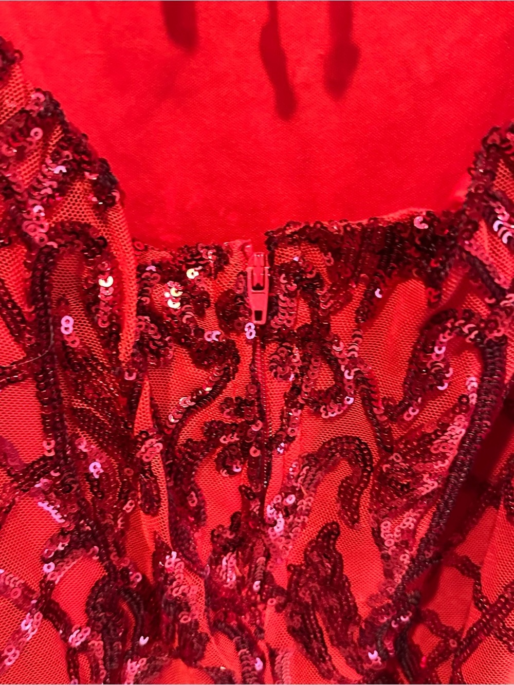 B.Darlin Red Sequin Dress Adjustable Spaghetti Straps Size 5/6 - Picture 11 of 13